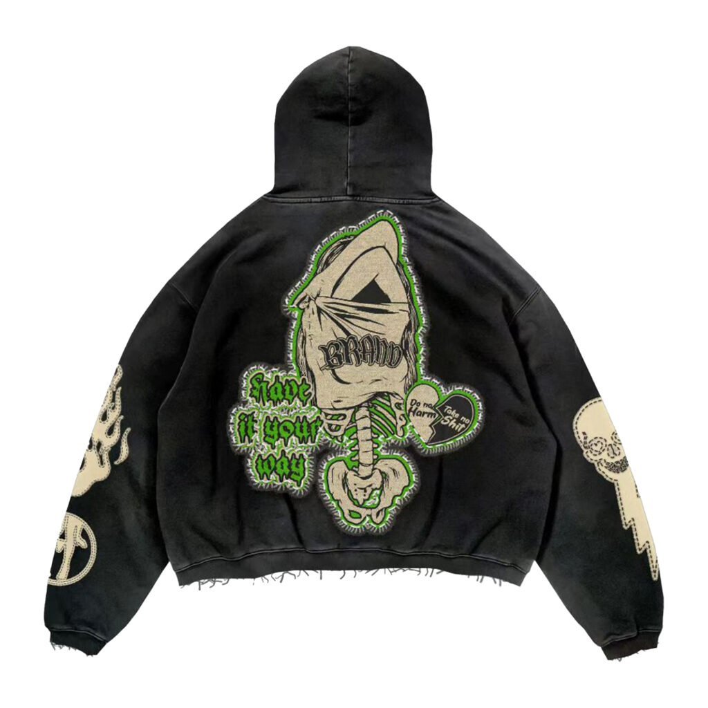 Custom made distressed hoodies