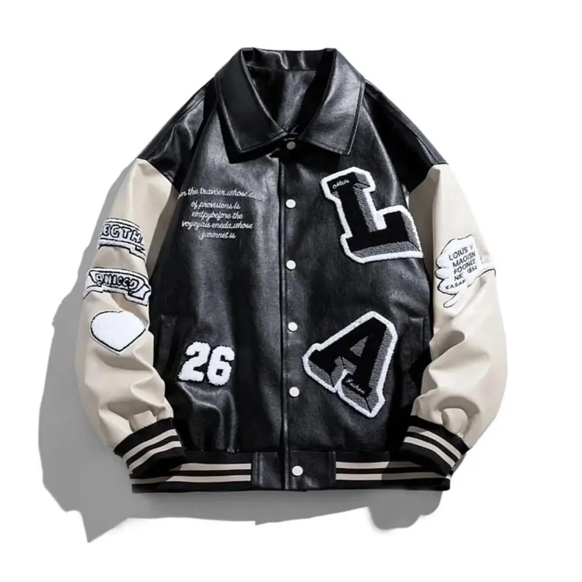 Oversized patched varsity jacket