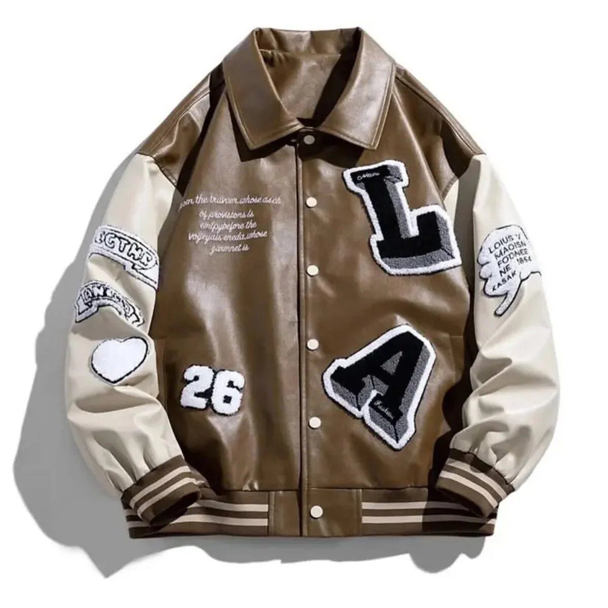 Oversized patched varsity jacket