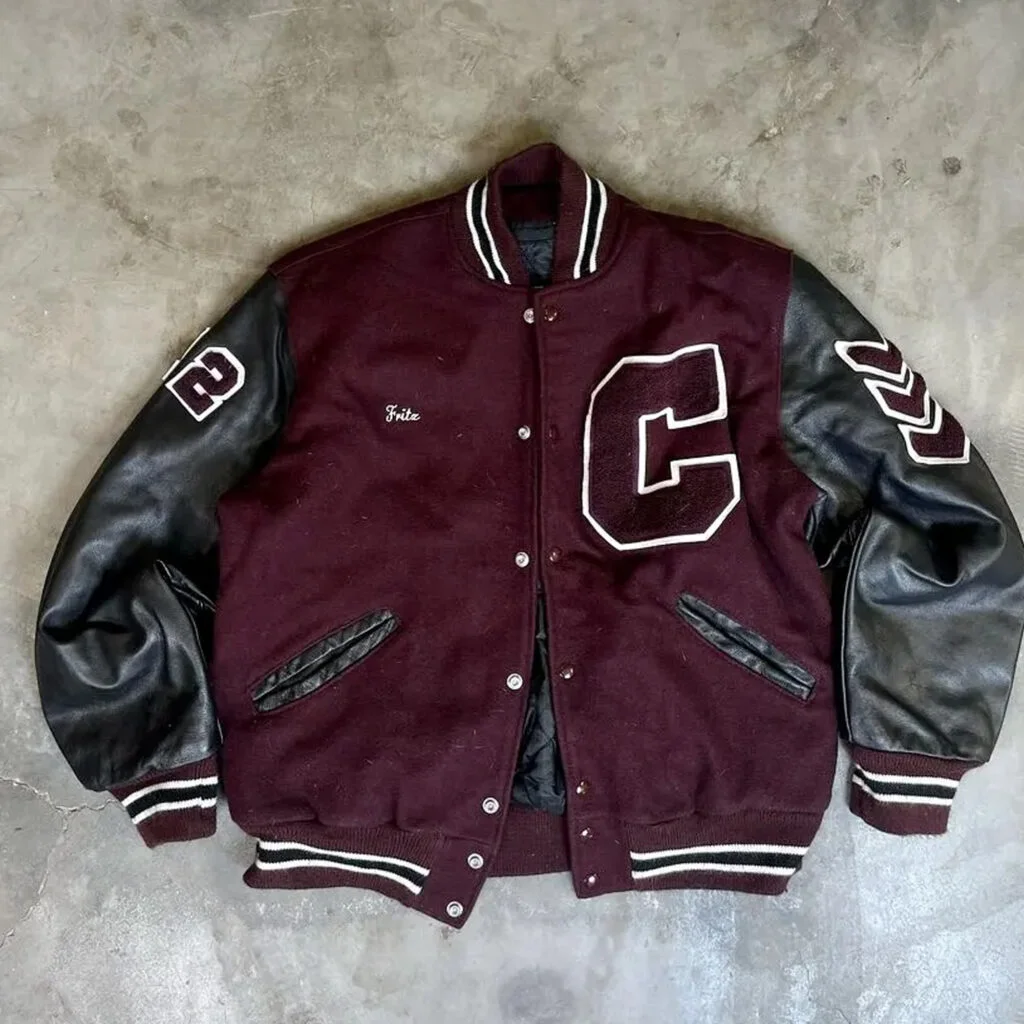 Leather sleeves varsity jackets