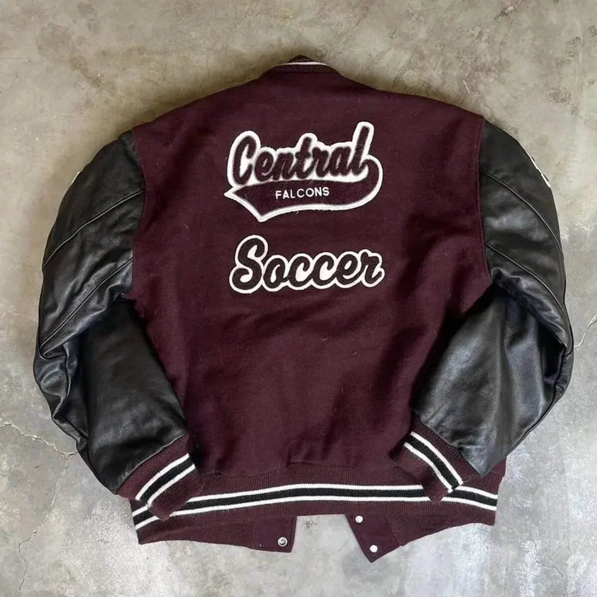 Leather sleeves varsity jackets