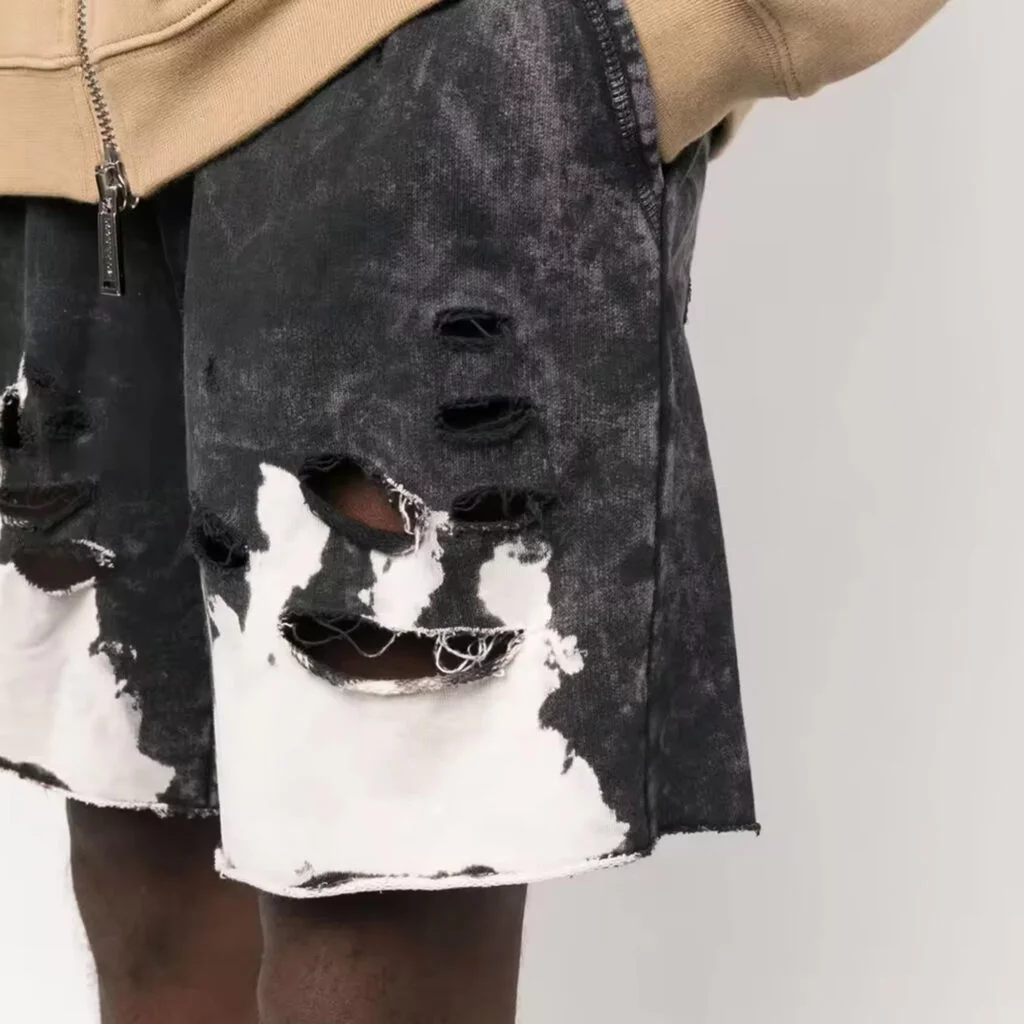 Washed distressed color shorts