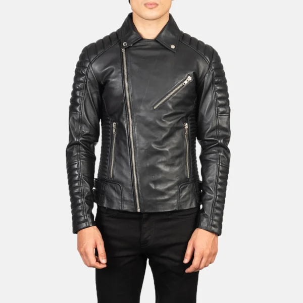 black biker leather jacket