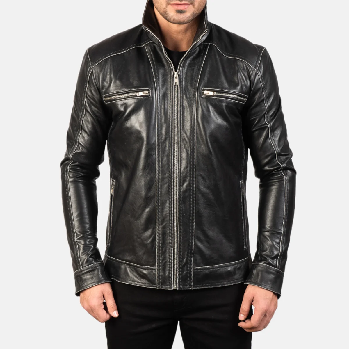 Quilted leather jacket