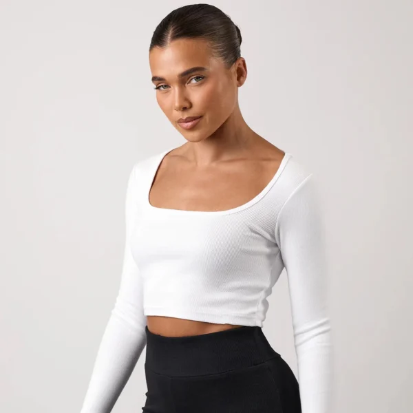 Ribbed Knit White Crop Top