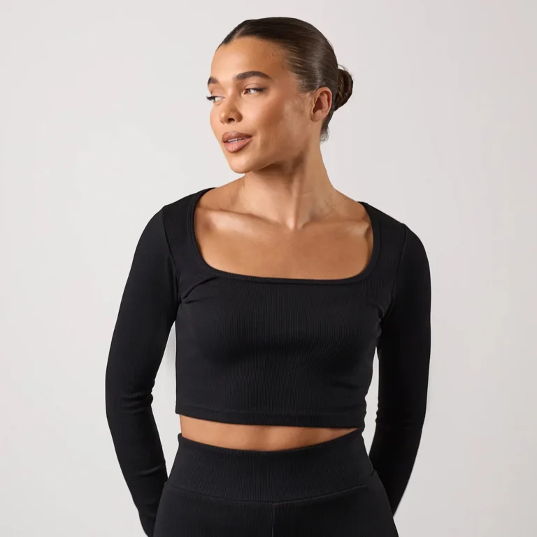 Black Long Sleeve Crop Top