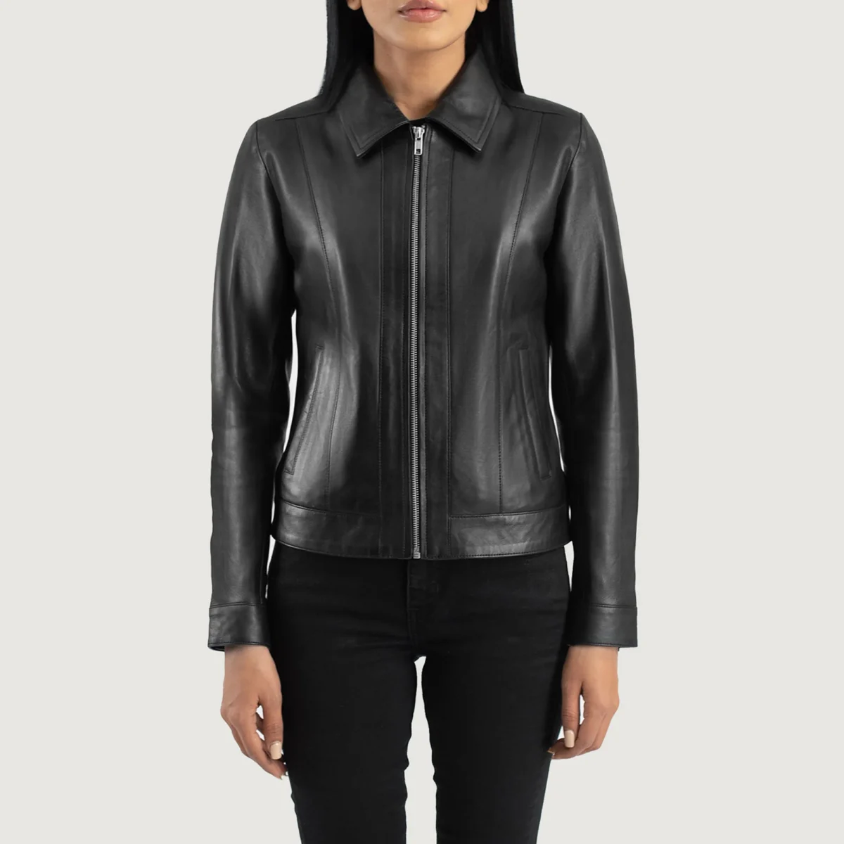 Asymmetrical Black Leather Jacket