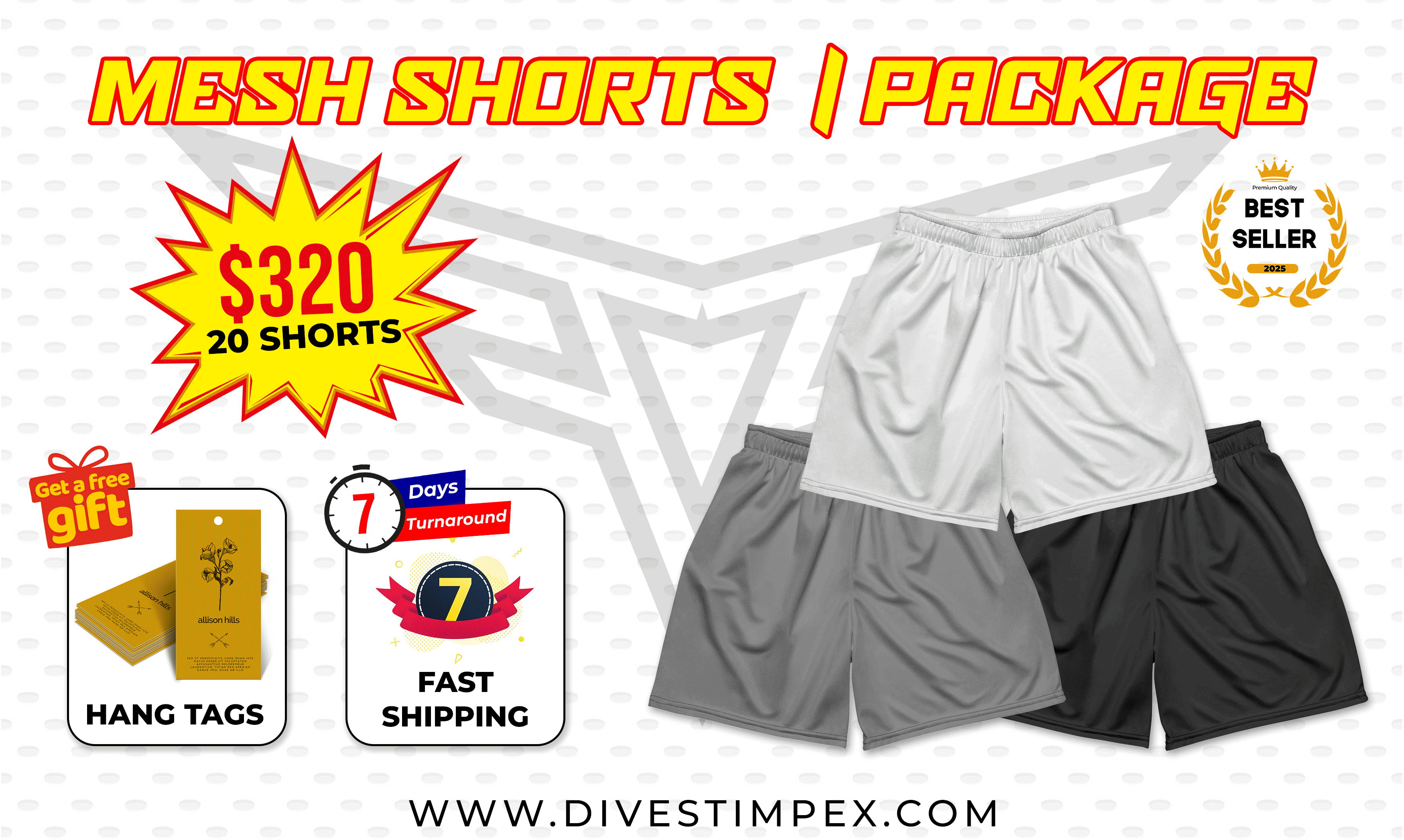 Home Divest Impex Mesh Shorts Package